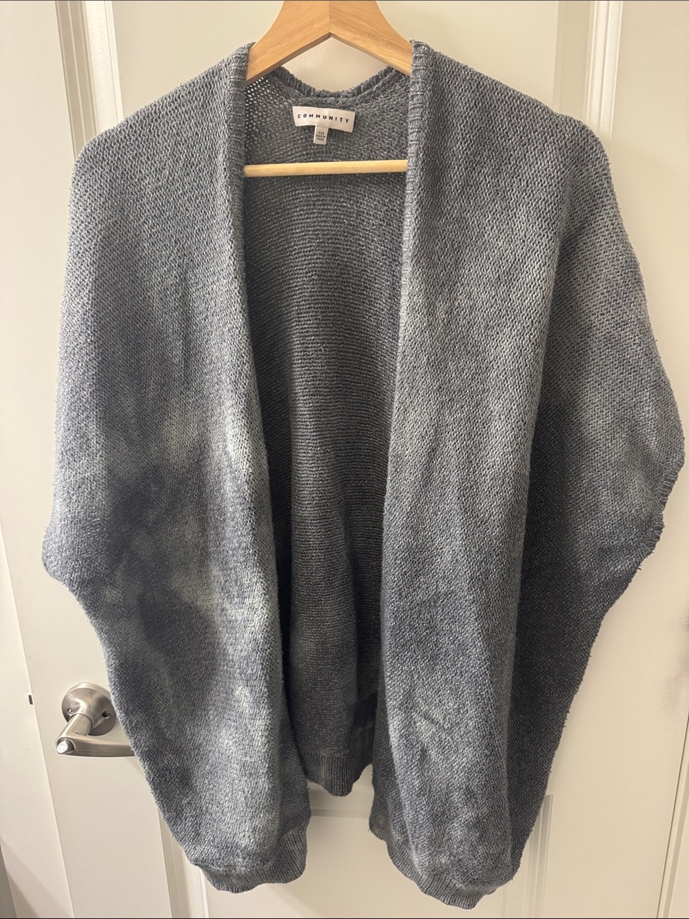 Over-sized Community Aritzia Open-Front Gray Tie Dye Knit Sweater Shrug Cardigan